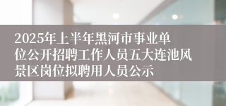 2025年上半年黑河市事业单位公开招聘工作人员五大连池风景区岗位拟聘用人员公示