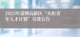 2025年淄博高新区“火炬青年人才计划”引进公告