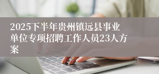2025下半年贵州镇远县事业单位专项招聘工作人员23人方案