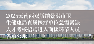 2025云南西双版纳景洪市卫生健康局直属医疗单位急需紧缺人才考核招聘进入面谈环节人员名单公示