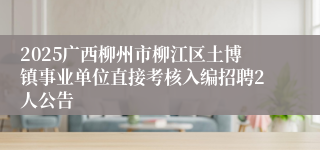 2025广西柳州市柳江区土博镇事业单位直接考核入编招聘2人公告