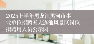 2025上半年黑龙江黑河市事业单位招聘五大连池风景区岗位拟聘用人员公示	