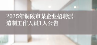 2025年铜陵市某企业招聘派遣制工作人员1人公告