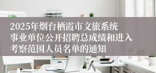 2025年烟台栖霞市文旅系统事业单位公开招聘总成绩和进入考察范围人员名单的通知
