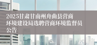 2025甘肃甘南州舟曲县营商环境建设局选聘营商环境监督员公告