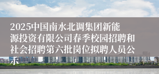 2025中国南水北调集团新能源投资有限公司春季校园招聘和社会招聘第六批岗位拟聘人员公示
