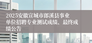 2025安徽宣城市郎溪县事业单位招聘专业测试成绩、最终成绩公告