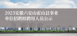 2025安徽六安山霍山县事业单位招聘拟聘用人员公示