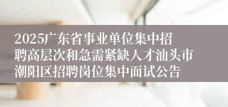 2025广东省事业单位集中招聘高层次和急需紧缺人才汕头市潮阳区招聘岗位集中面试公告