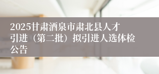 2025甘肃酒泉市肃北县人才引进（第二批）拟引进人选体检公告