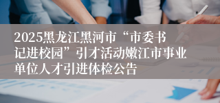 2025黑龙江黑河市“市委书记进校园”引才活动嫩江市事业单位人才引进体检公告