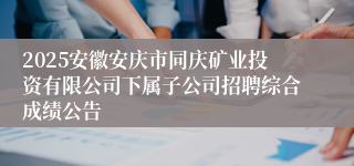 2025安徽安庆市同庆矿业投资有限公司下属子公司招聘综合成绩公告