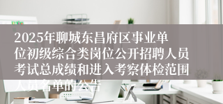 2025年聊城东昌府区事业单位初级综合类岗位公开招聘人员考试总成绩和进入考察体检范围人员名单的公告