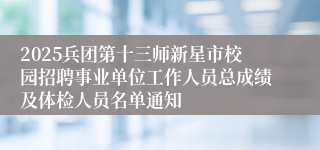 2025兵团第十三师新星市校园招聘事业单位工作人员总成绩及体检人员名单通知