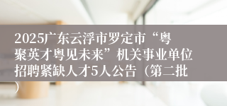 2025广东云浮市罗定市“粤聚英才粤见未来”机关事业单位招聘紧缺人才5人公告（第二批）