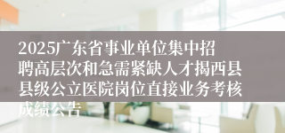 2025广东省事业单位集中招聘高层次和急需紧缺人才揭西县县级公立医院岗位直接业务考核成绩公告