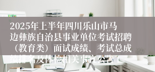 2025年上半年四川乐山市马边彝族自治县事业单位考试招聘（教育类）面试成绩、考试总成绩排名及体检相关事宜公告