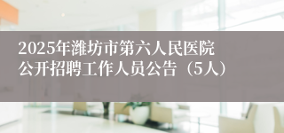 2025年潍坊市第六人民医院公开招聘工作人员公告（5人）