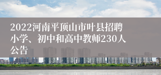 2022河南平顶山市叶县招聘小学、初中和高中教师230人公告