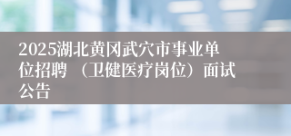 2025湖北黄冈武穴市事业单位招聘 （卫健医疗岗位）面试公告