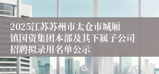 2025江苏苏州市太仓市城厢镇国资集团本部及其下属子公司招聘拟录用名单公示