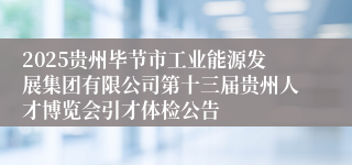 2025贵州毕节市工业能源发展集团有限公司第十三届贵州人才博览会引才体检公告