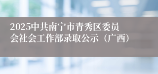 2025中共南宁市青秀区委员会社会工作部录取公示（广西）