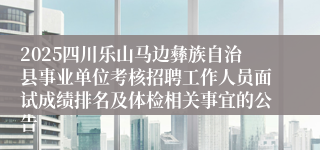 2025四川乐山马边彝族自治县事业单位考核招聘工作人员面试成绩排名及体检相关事宜的公告