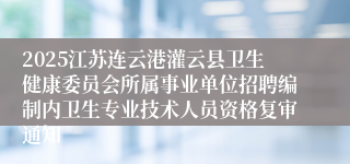 2025江苏连云港灌云县卫生健康委员会所属事业单位招聘编制内卫生专业技术人员资格复审通知