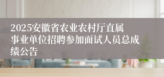 2025安徽省农业农村厅直属事业单位招聘参加面试人员总成绩公告