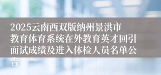 2025云南西双版纳州景洪市教育体育系统在外教育英才回引面试成绩及进入体检人员名单公告