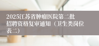 2025江苏省肿瘤医院第二批招聘资格复审通知（卫生类岗位表二）