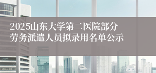 2025山东大学第二医院部分劳务派遣人员拟录用名单公示
