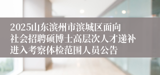 2025山东滨州市滨城区面向社会招聘硕博士高层次人才递补进入考察体检范围人员公告
