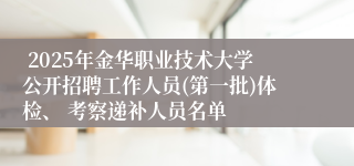  2025年金华职业技术大学公开招聘工作人员(第一批)体检、 考察递补人员名单