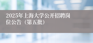 2025年上海大学公开招聘岗位公告（第五批）