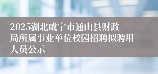 2025湖北咸宁市通山县财政局所属事业单位校园招聘拟聘用人员公示