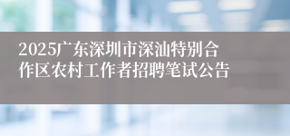 2025广东深圳市深汕特别合作区农村工作者招聘笔试公告
