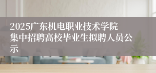 2025广东机电职业技术学院集中招聘高校毕业生拟聘人员公示