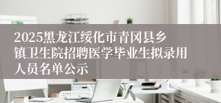 2025黑龙江绥化市青冈县乡镇卫生院招聘医学毕业生拟录用人员名单公示