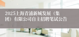 2025上海青浦新城发展（集团）有限公司自主招聘笔试公告