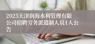 2025天津润海水利管理有限公司招聘劳务派遣制人员1人公告