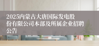 2025内蒙古大唐国际发电股份有限公司本部及所属企业招聘公告