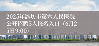2025年潍坊市第六人民医院公开招聘5人报名入口（6月25日9:00）