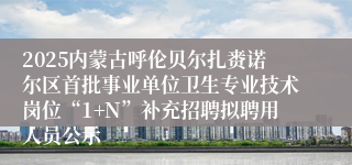 2025内蒙古呼伦贝尔扎赉诺尔区首批事业单位卫生专业技术岗位“1+N”补充招聘拟聘用人员公示