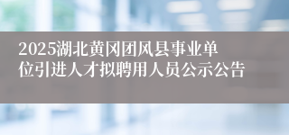 2025湖北黄冈团风县事业单位引进人才拟聘用人员公示公告