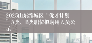 2025山东潍城区“优才计划”A类、B类职位拟聘用人员公示