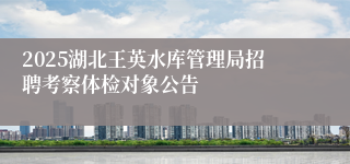 2025湖北王英水库管理局招聘考察体检对象公告