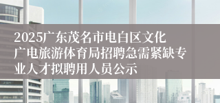 2025广东茂名市电白区文化广电旅游体育局招聘急需紧缺专业人才拟聘用人员公示