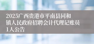 2025广西贵港市平南县同和镇人民政府招聘会计代理记账员1人公告